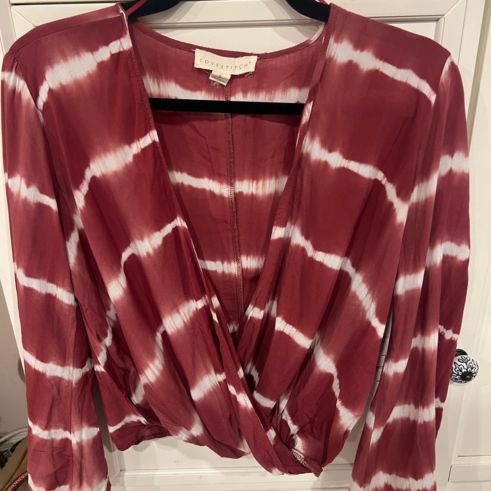 Lovestitch Burgundy Tie-Dye Blouse